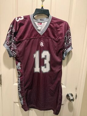 Casual Corner Maroon and Gray Football Jersey #13